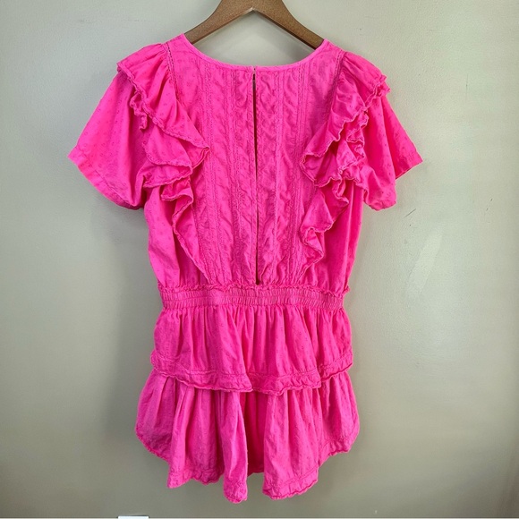 LOVE SHACK FANCY hot pink Natasha mini dress watermelon ice ruffle size XL - Picture 3 of 16